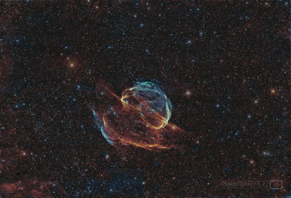 The faint supernovae remnant Sh2-224 - a.k.a. the rice hat nebula - in Sii gilded HOOLRGB