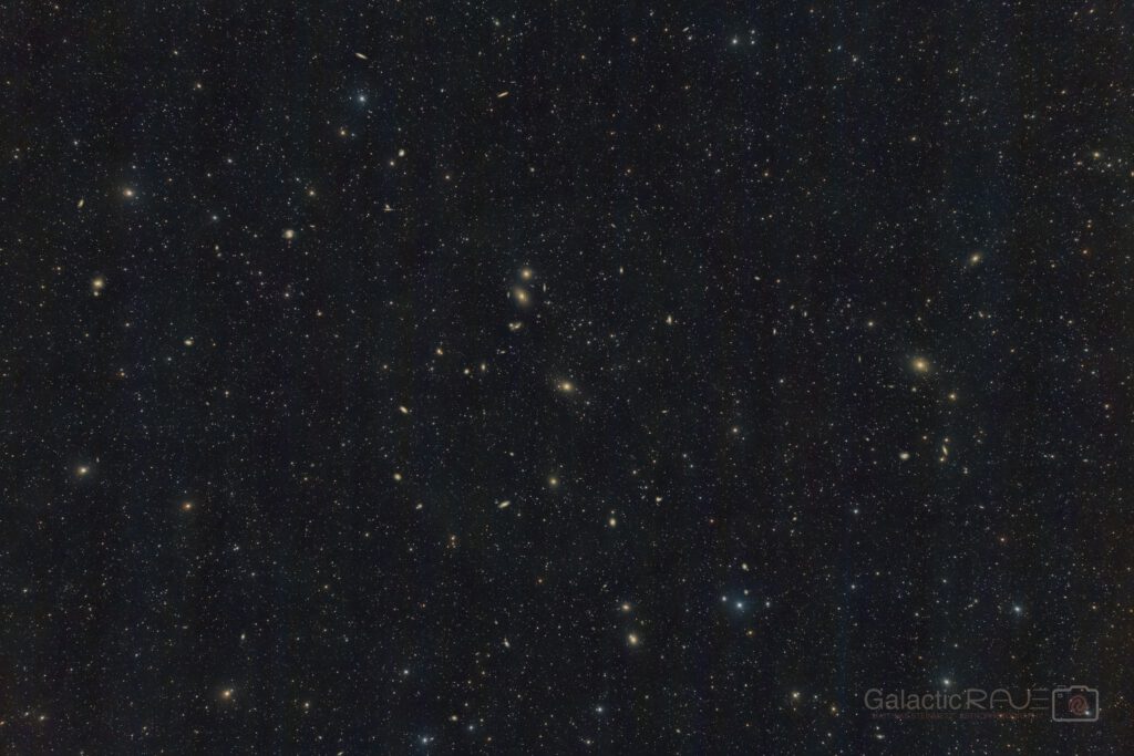 Virgo Galaxy Cluster - a wide field with zoom-ins