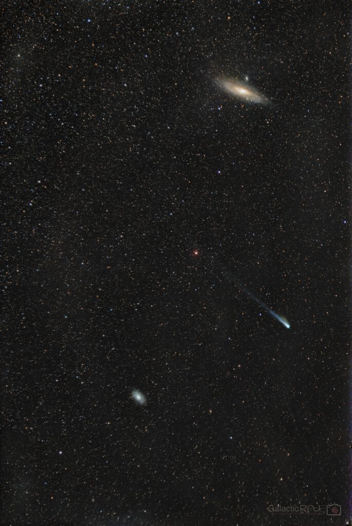 Comet 12P/Pons-Brooks with M31 and M33