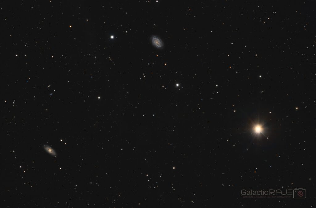Two galaxies (NGC5874, NGC 5876) and a star (HD134190)