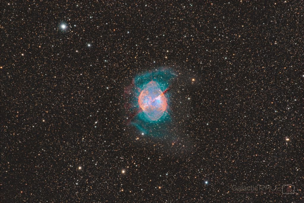 Dumbbell nebula M27 in HOORGB + Sii gilding