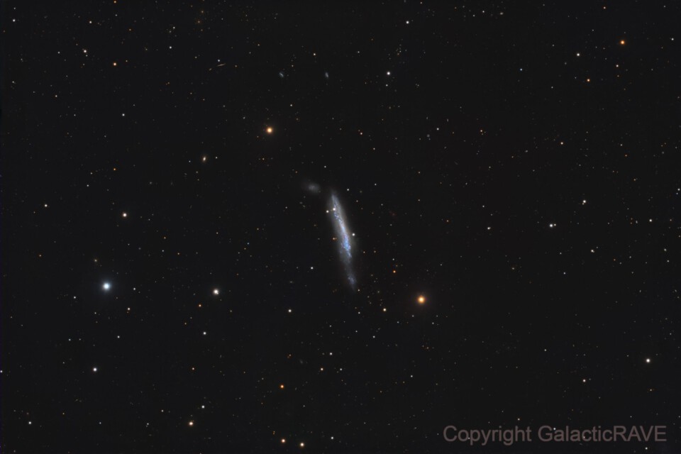 Arp 206 a.k.a. NGC3432 interacting with UGC 5983, a nearby dwarf galaxy.