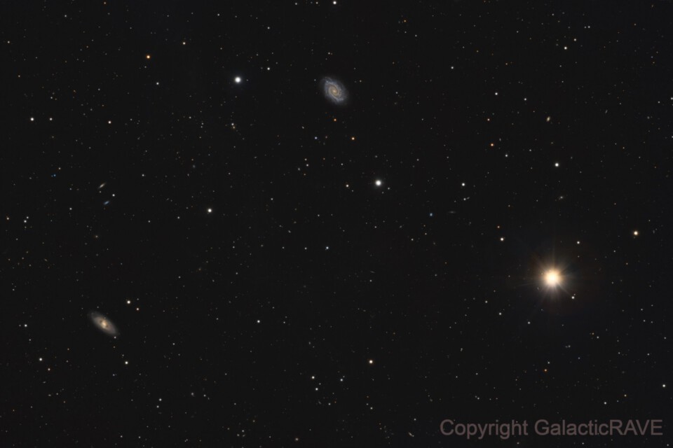 Two galaxies (NGC5874, NGC 5876) and a star (HD134190)